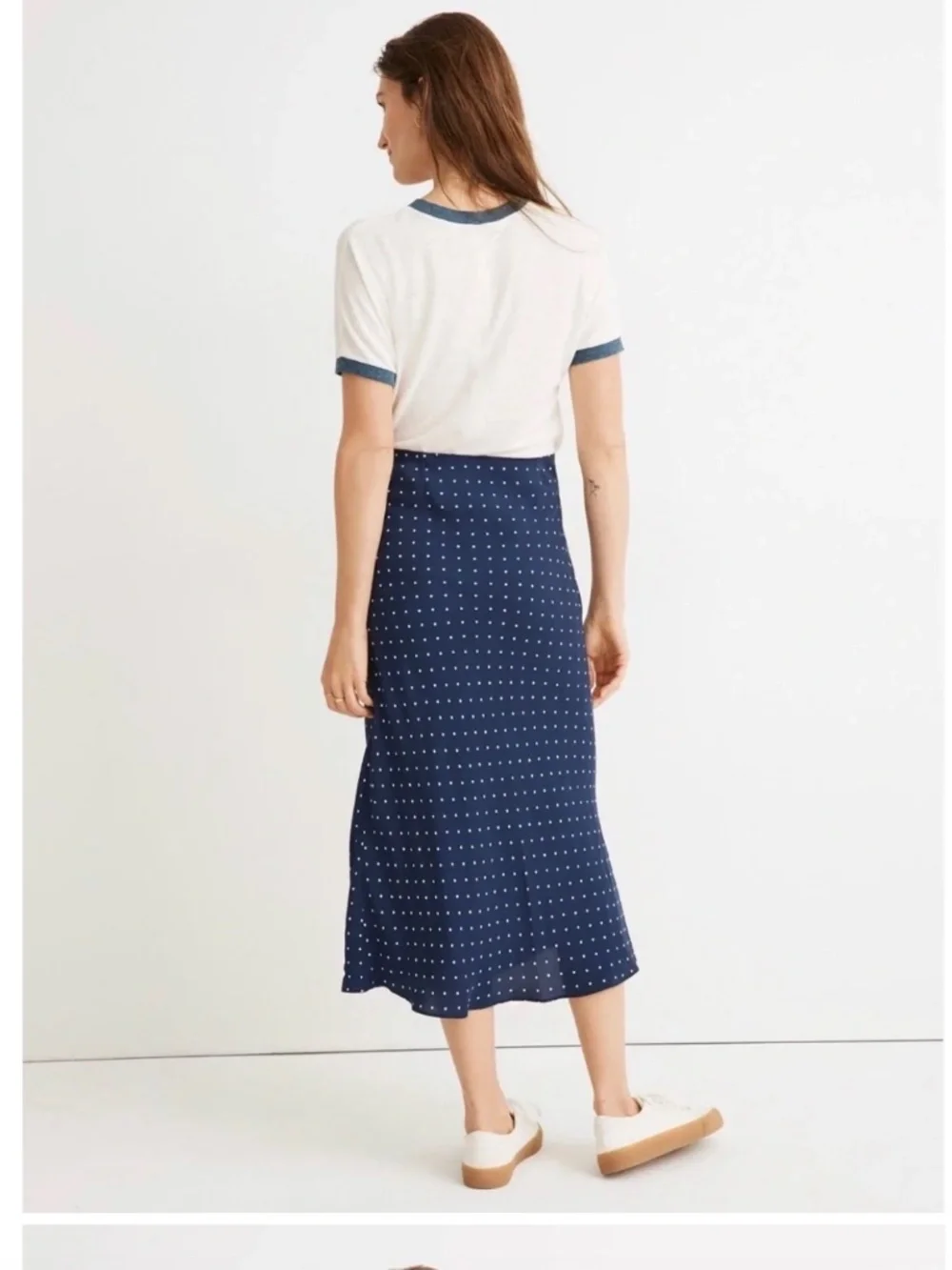 NWT Madewell Midi Slip Skirt Polka Dot Bengali Indigo Size 6